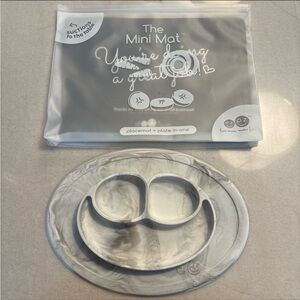 Ezpz Gray Marble Mini Mat Placemat and Plate